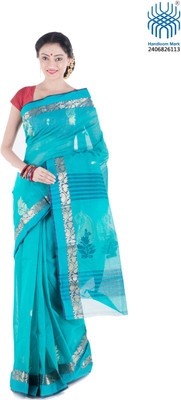 

Tantuja Woven Tangail Cotton Saree(Blue)