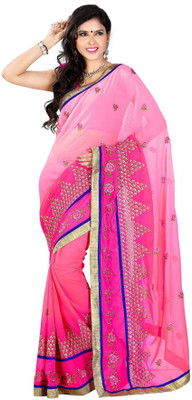 

Khushali Embroidered Fashion Chiffon Saree(Pink)