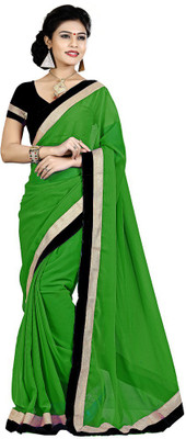 

Indian Wear Online Plain Fashion Chiffon Saree(Green)
