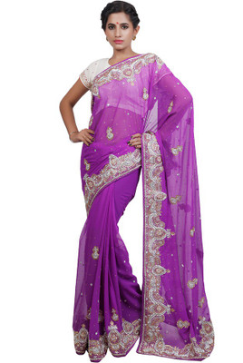 

Adaab Embroidered Bollywood Georgette Saree(Purple)