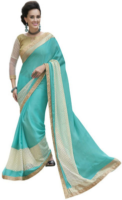 

Desi Butik Embroidered Fashion Chiffon Saree(Blue), Cyan