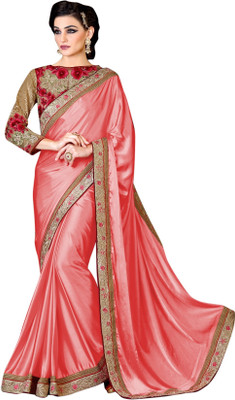 

Brijraj Embroidered Fashion Satin Saree(Pink)