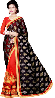 

M.S.Retail Embroidered Fashion Chiffon Saree(Red, Black)