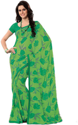 

Party Wear Dresses Printed Fashion Pure Chiffon Saree(Green)