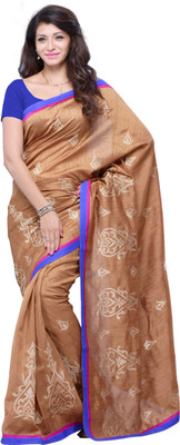 

JTInternational Self Design Fashion Art Silk Saree(Brown), Multi color