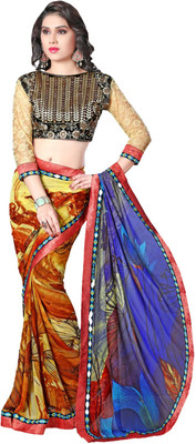 

Parisha Embroidered Fashion Georgette Saree(Multicolor), Blue;yellow