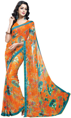

Saara Floral Print Daily Wear Chiffon Saree(Orange)