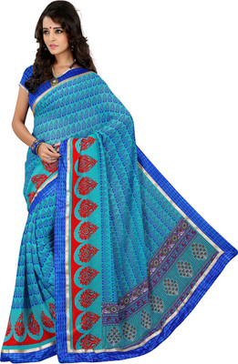 

Jiya Self Design, Printed Fashion Georgette Saree(Light Blue)