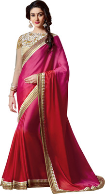 

Brijraj Embroidered Fashion Satin, Georgette Saree(Red, Pink), Pink;red