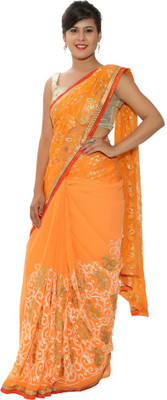 

Ellegent Plain Fashion Georgette Saree(Orange)