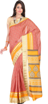 Kanheyas Printed Fashion Handloom Art Silk Saree(Red)