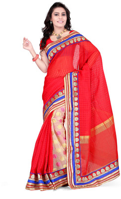 

Weavedeal Embellished, Self Design Banarasi Banarasi Silk, Brocade Saree(Red)