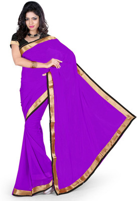 

Indian Wear Online Solid Fashion Georgette Saree(Purple)