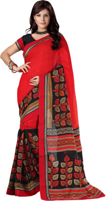 

Saara Printed Fashion Cotton Saree(Red, Black), Black;red