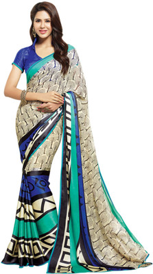 

Saara Geometric Print Daily Wear Georgette Saree(Beige)