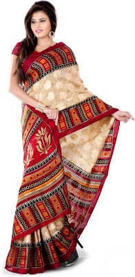 

Vardan Prints Printed Bollywood Polycotton Saree(Beige, Red)