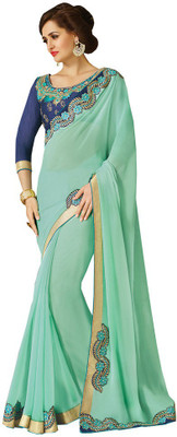 

Lovely Look Embroidered Daily Wear Georgette Saree(Green), Light green