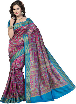 

Rani Saahiba Floral Print Fashion Art Silk Saree(Pink)
