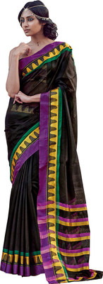 

Ishin Woven Fashion Cotton Saree(Black)