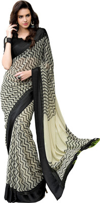 

Parisha Printed Daily Wear Georgette Saree(Black, White)