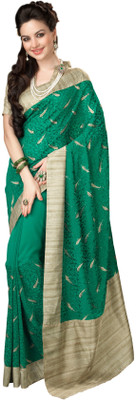 

Jiya Self Design, Embroidered, Embellished Fashion Georgette, Chiffon Saree(Green, Beige), Beige;green