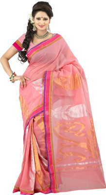 

Mimosa Woven Banarasi Handloom Cotton Saree(Pink), Light pink