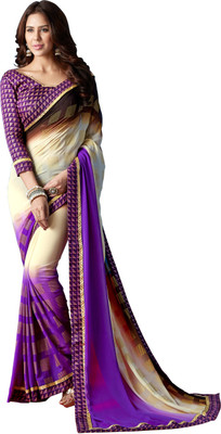 

Jiya Self Design, Printed Fashion Georgette Saree(Beige, Purple, Brown), Beige;brown;purple