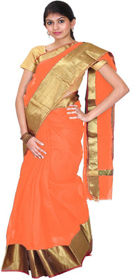 

Javuli Woven Arani Pattu Handloom Silk Cotton Blend Saree(Orange)