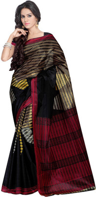 

Desi Look Printed Bhagalpuri Art Silk Saree(Black)