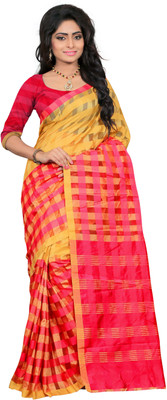 

It's Banii Woven Assam Silk Handloom Silk Cotton Blend Saree(Pink)