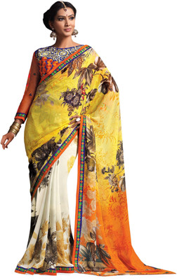 

Ridham Sarees Embroidered Bollywood Georgette Saree(Multicolor)