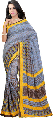 

Khoobee Self Design, Printed Fashion Chiffon Saree(Grey, Multicolor)