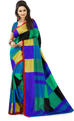 GD Checkered Fashion Art Silk Saree(Multicolor)