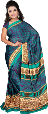 Vardan PRINTS Printed Bollywood Crepe Saree(Blue)