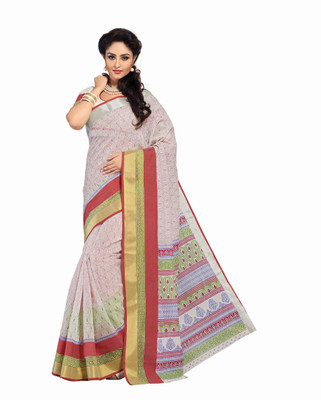 

Taanshi Printed Fashion Cotton Saree(White)