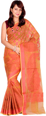 

Chandrakala Self Design Banarasi Cotton Saree(Orange)