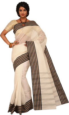 

Sangam Kolkata Embellished Fashion Handloom Cotton Saree(White)