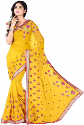 

Khushali Embroidered Fashion Chiffon Saree(Yellow)