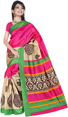 

Lovelylook Printed Daily Wear Art Silk Saree(Pink, Beige)