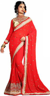 

Party Wear Dresses Embroidered Fashion Georgette Saree(Red)