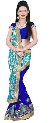 

Manthan Embroidered Daily Wear Georgette Saree(Blue, Green), Royal blue & sea green