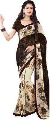 

PSHOPEE Printed Fashion Chiffon Saree(Brown)