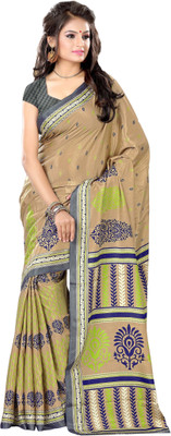 Kanheyas Printed Fashion Handloom Art Silk Saree(Beige)