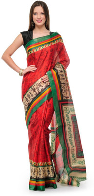 

Cenizas Printed Fashion Art Silk Saree(Multicolor), Red