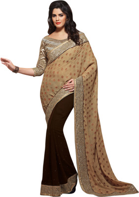

Jiya Self Design, Embellished, Embroidered Fashion Georgette, Jacquard Saree(Brown, Beige), Beige;brown