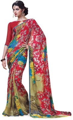 

RIDHAM SAREES Floral Print Daily Wear Georgette Saree(Multicolor)