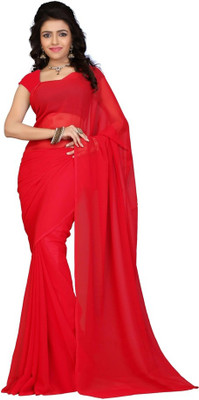 

Surupta Solid Fashion Georgette Saree(Red), Blood red