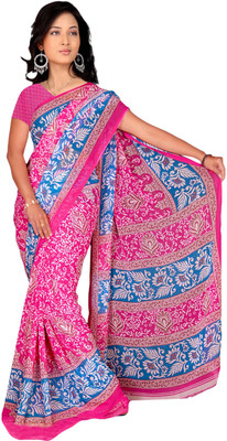 

Khoobee Printed Fashion Chiffon Saree(Pink, Multicolor), Multicolor;pink