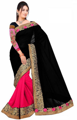 

Aksh Fashion Embroidered Fashion Handloom Georgette Saree(Pink)
