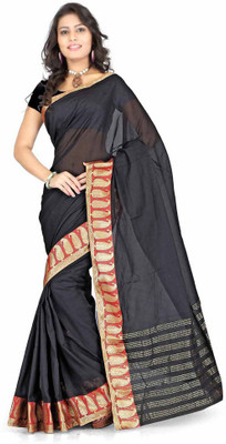 

Weavedeal Self Design Banarasi Cotton Saree(Black)